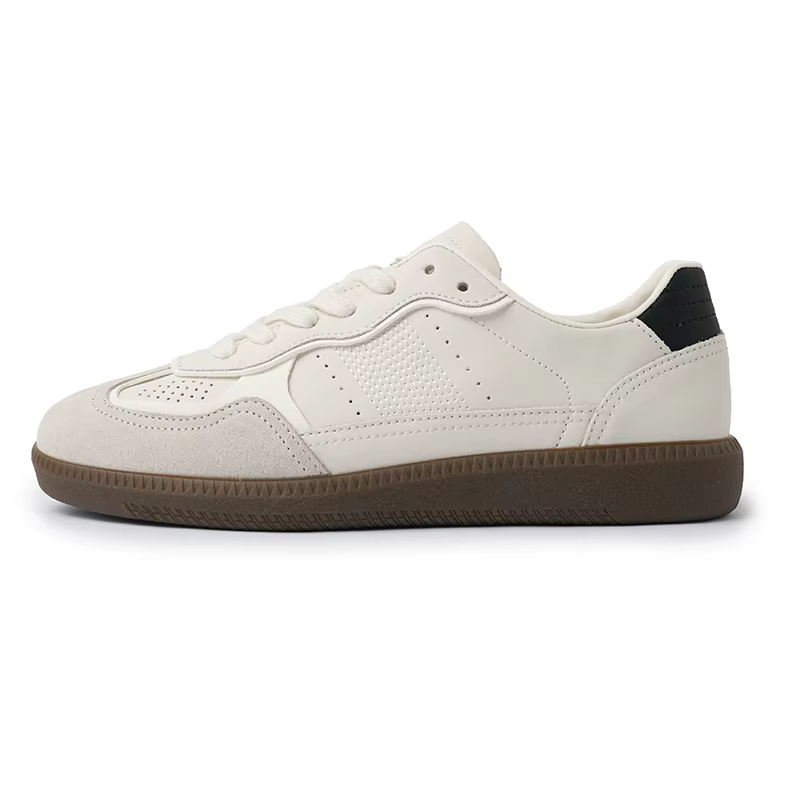 Baskets à lacets en cuir fendu pour femmes, chaussures plates épissées pour dames, appartements déco