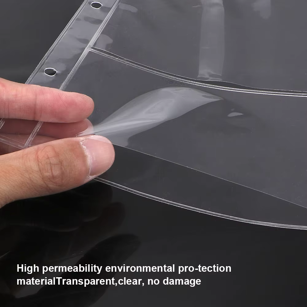 Feuille de feuilles mobiles, 5 pièces, porte-billets Transparent à 3 fentes, sac de protection d'arg