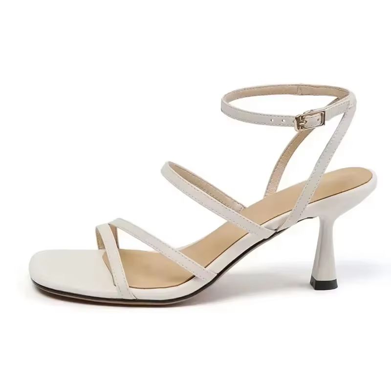 Sandales d'été à lanières de cheville pour femmes, chaussures de soirée Sexy à talons hauts, noir, j