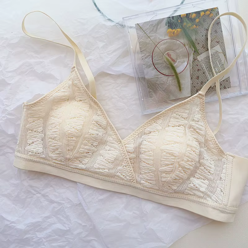 Soutien-gorge fin sans coussin de poitrine pour femme, lingerie en dentelle sexy, haut tubulaire à d
