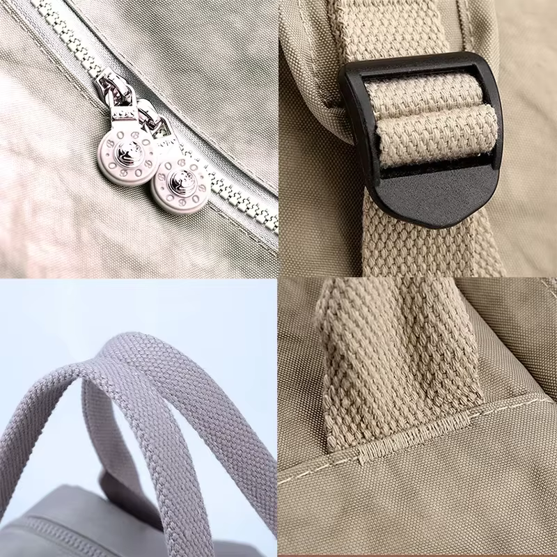 Sac à dos multi-poches pour femmes, sac à dos de voyage en Nylon de couleur unie à poignée souple, l