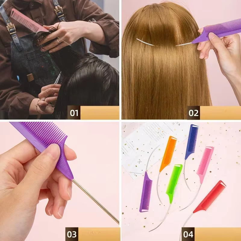 Aiguille en acier style professionnel en plastique résistant à la chaleur antistatique tressage queu