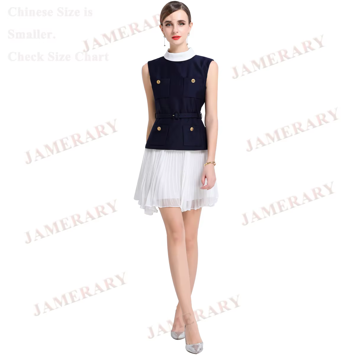 Robe courte plissée en mousseline de soie, bleu, Satin, blanc, Mini, faux deux pièces, robes de bal,