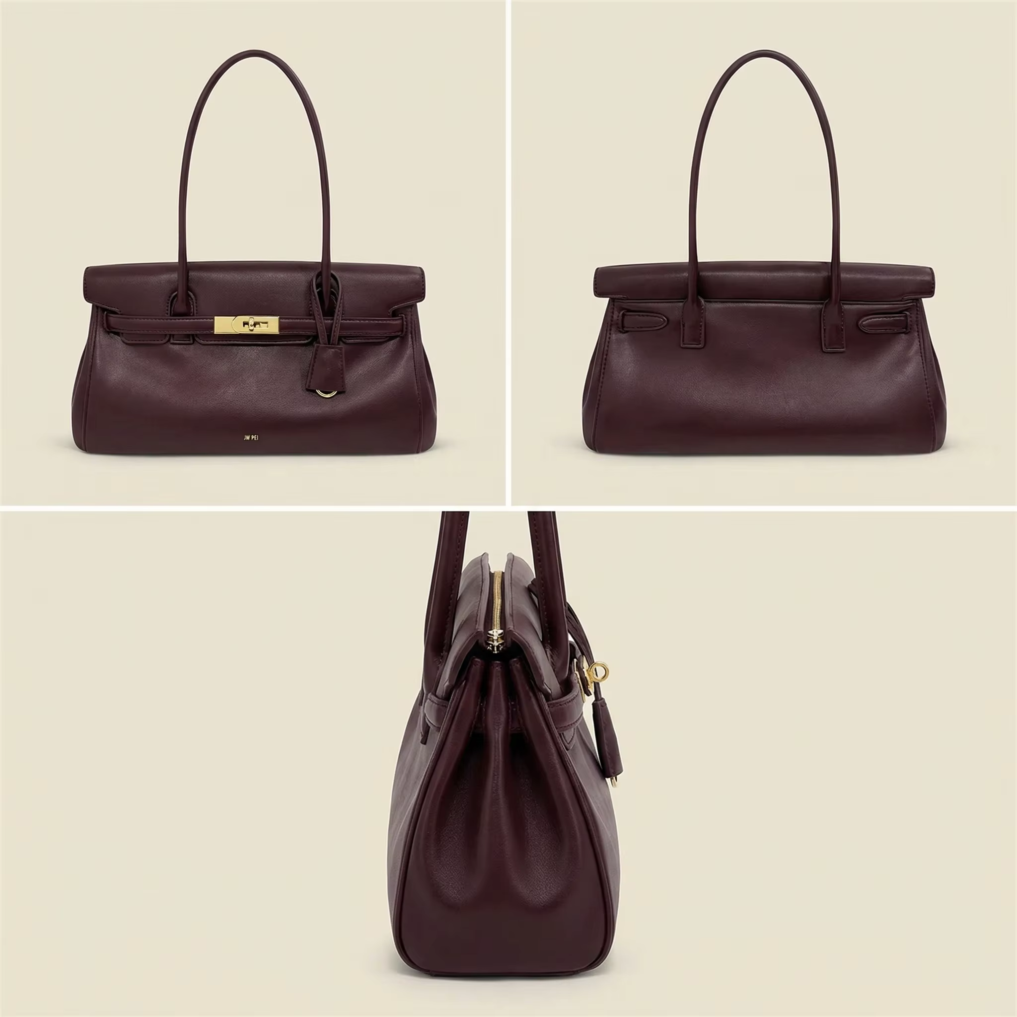 Sac sous le bras JW PEI Yara pour femme, sac à main tendance en cuir souple avec boucle de verrouill