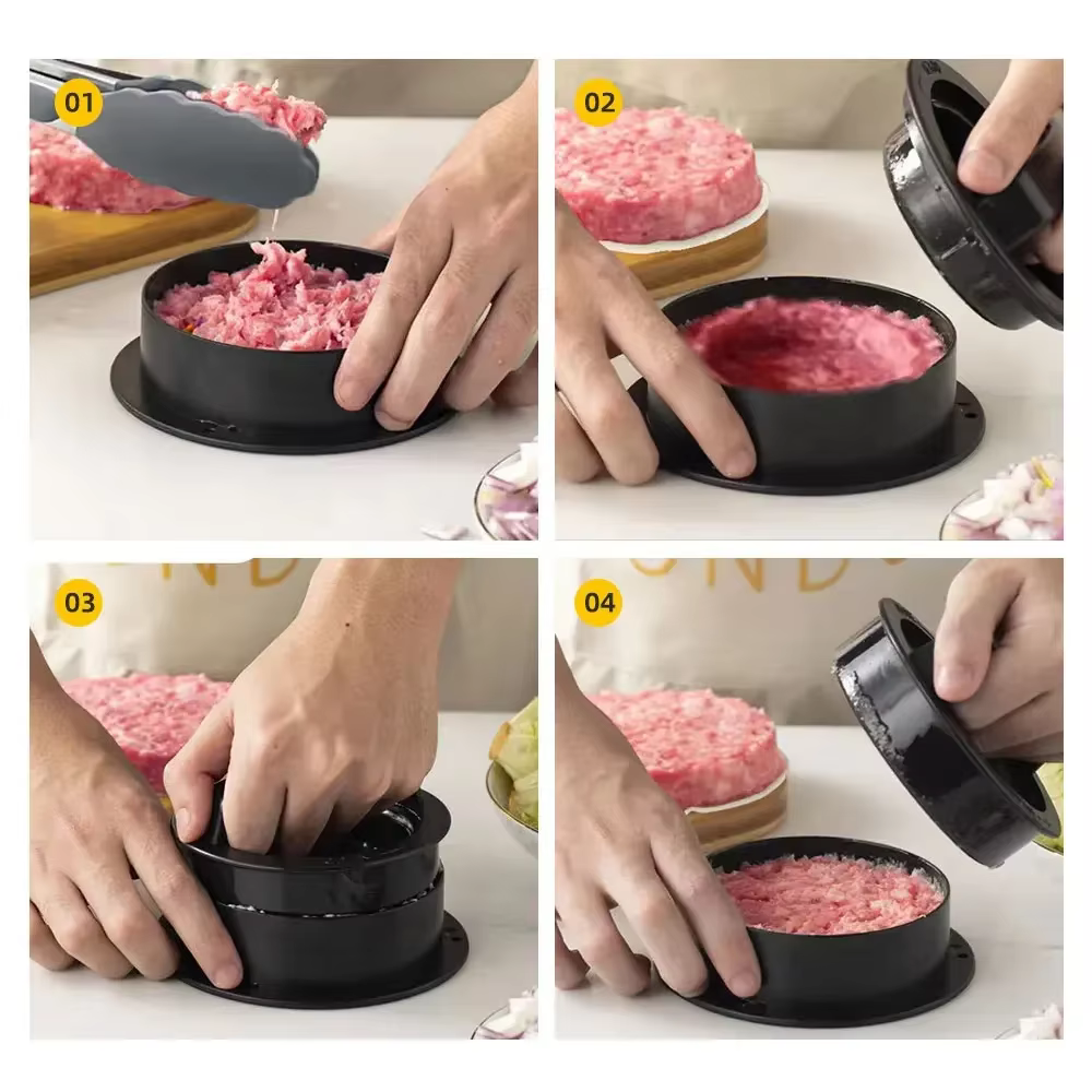 Presse à hamburgers 3 en 1, machine à galettes, antiadhésive, pour la viande, le bœuf, les légumes, 