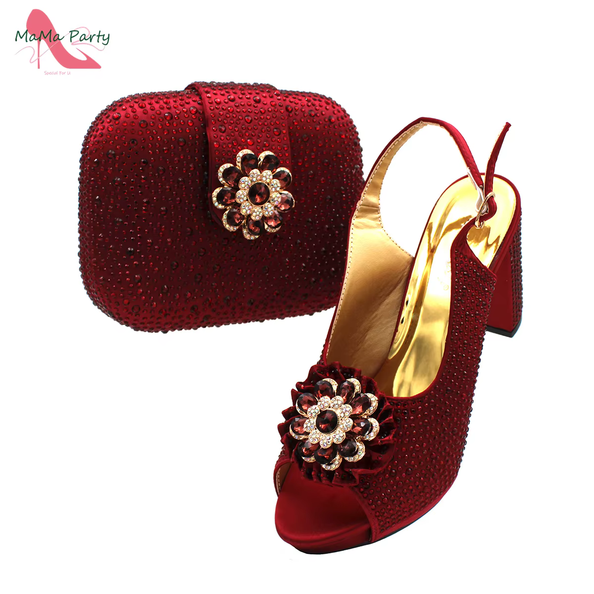 Ensemble de chaussures et de sacs italiens pour femmes, couleur vin, avec plateforme, escarpins nigé