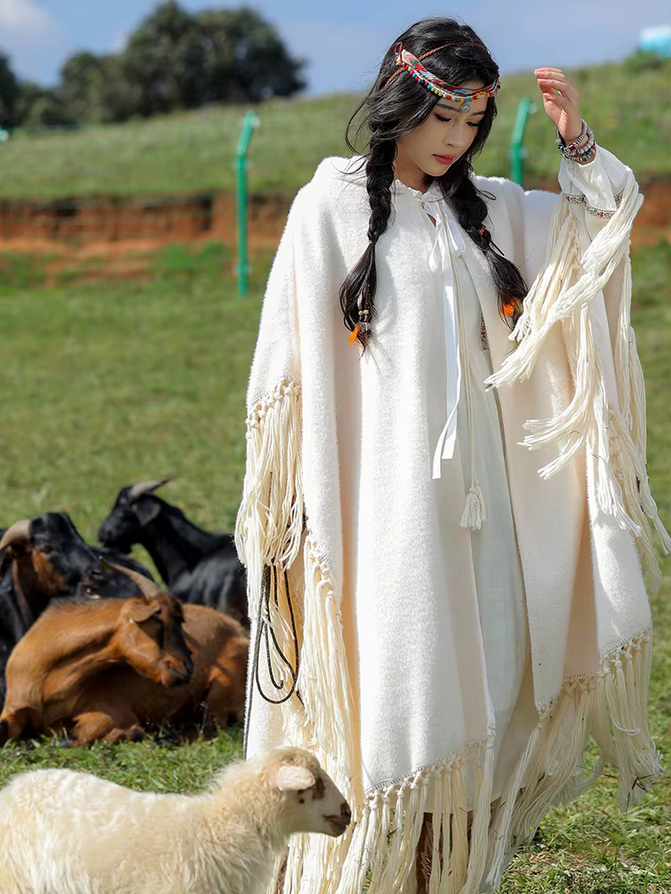 Pouvez-vous psyLady-Capes à glands Boho faites à la main pour femmes, Capes optiques Everak, Poncho