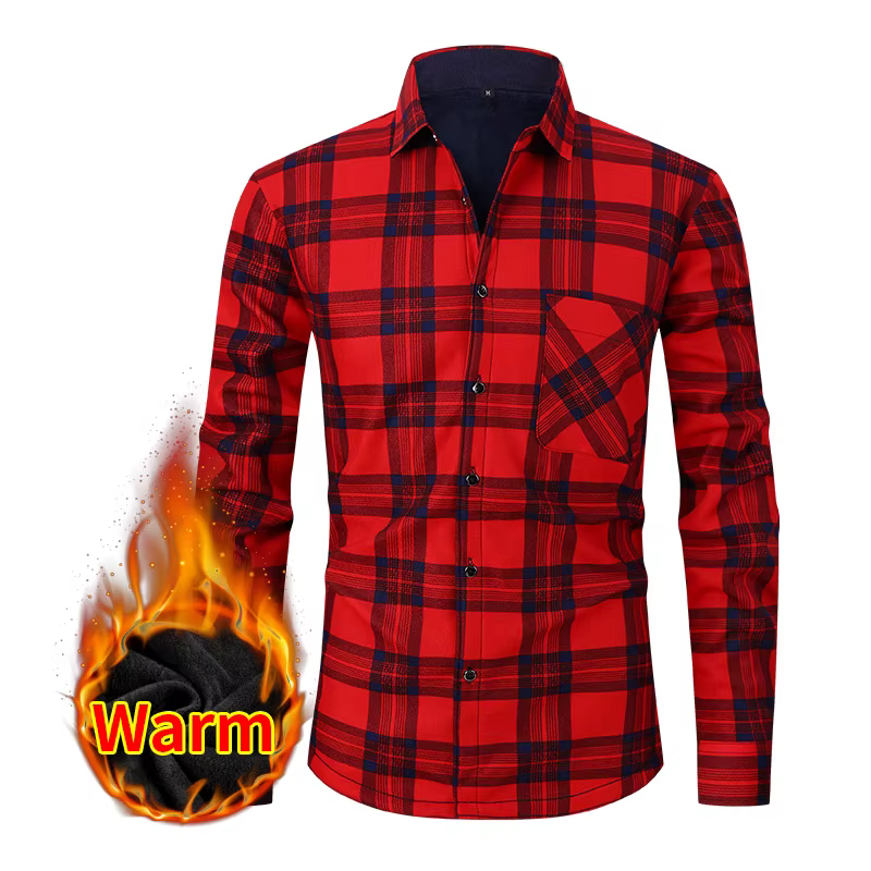 Chemise à manches longues pour hommes, taille américaine, automne hiver, chaud, polaire épaisse, pla