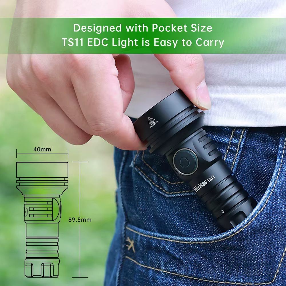 Wurkkos – Mini lampe de poche TS11, 18350, USB C, Rechargeable, EDC SFT40, torche puissante, 2000LM,