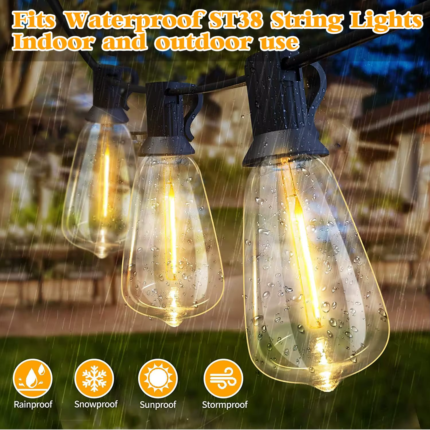 Ampoules incassables décoratives à LED ST38 vintage, ampoules de rechange en plastique E12, 1W, 7W,