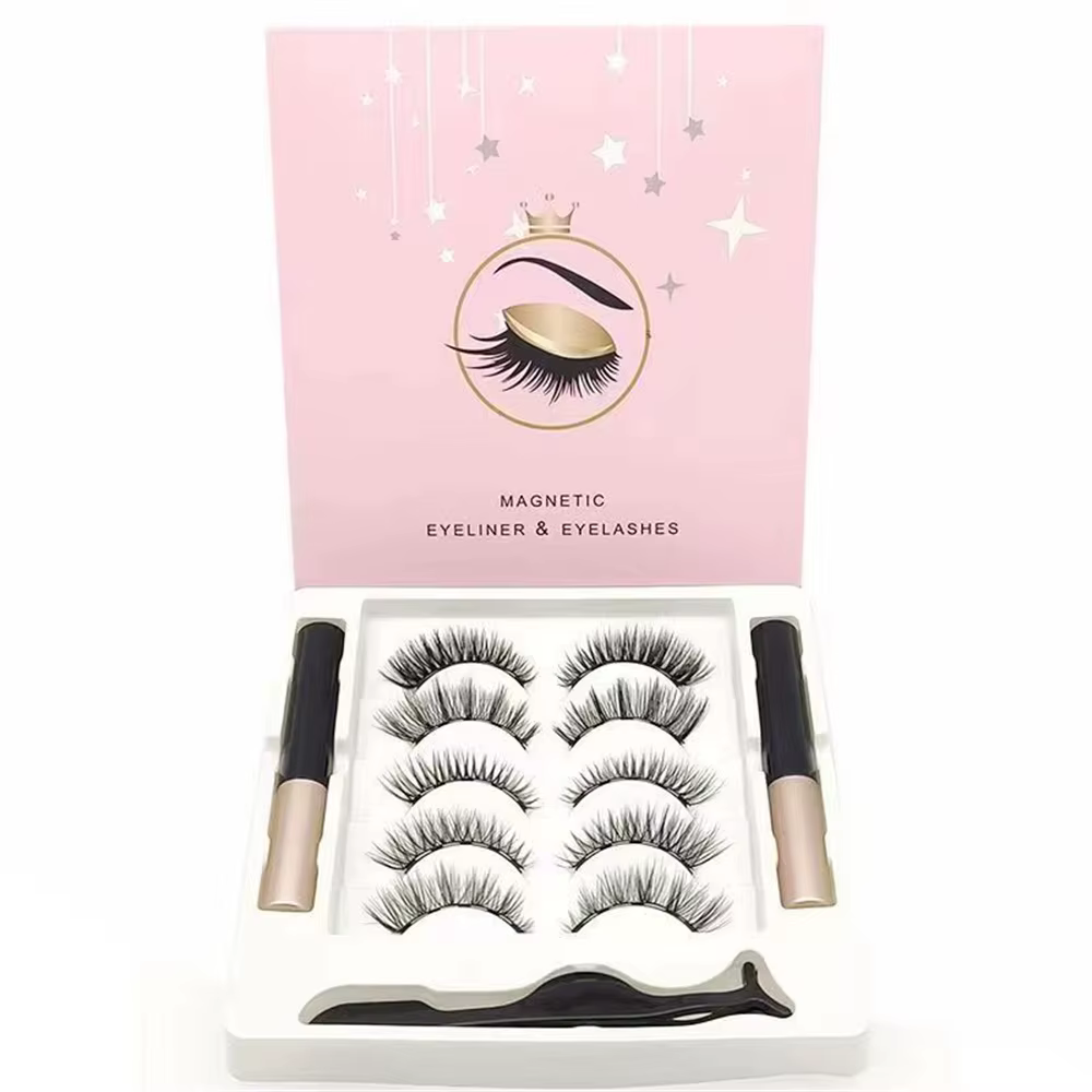 5 paires 5 cils magnétiques Eyeliner pince à épiler ensemble 3D cils de vison naturel artificiel fau