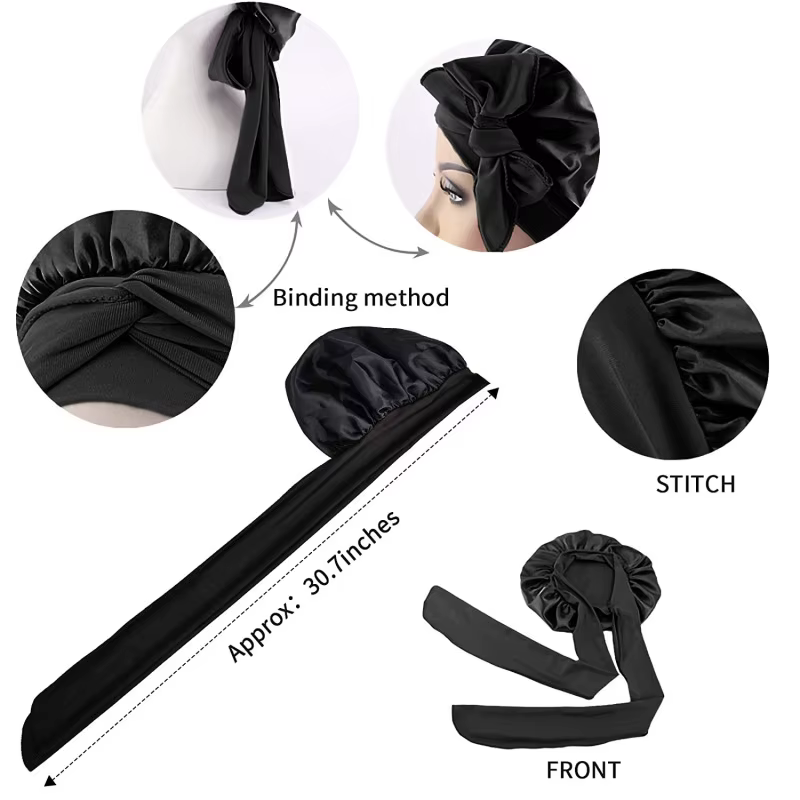 Femmes Satin solide chapeau De couchage nuit Bonnet De sommeil soins capillaires Bonnet Bonnet De Nu