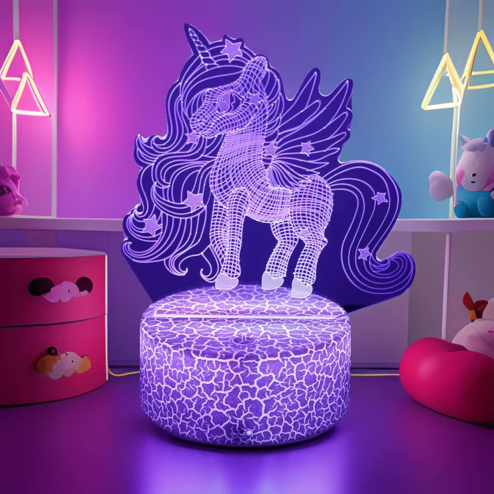 Lampe 3D licorne LED veilleuse RGB couleur changeante enfant veilleuse licornes pour filles jouets c