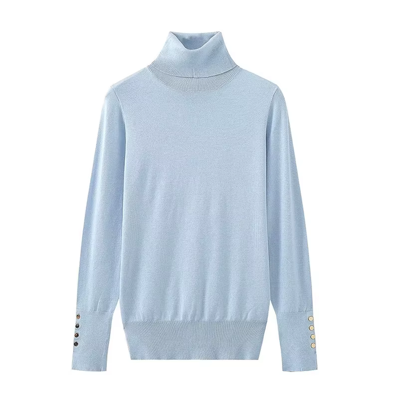 YENKYE automne femmes à manches longues basique col roulé tricot pull pull décontracté tricots