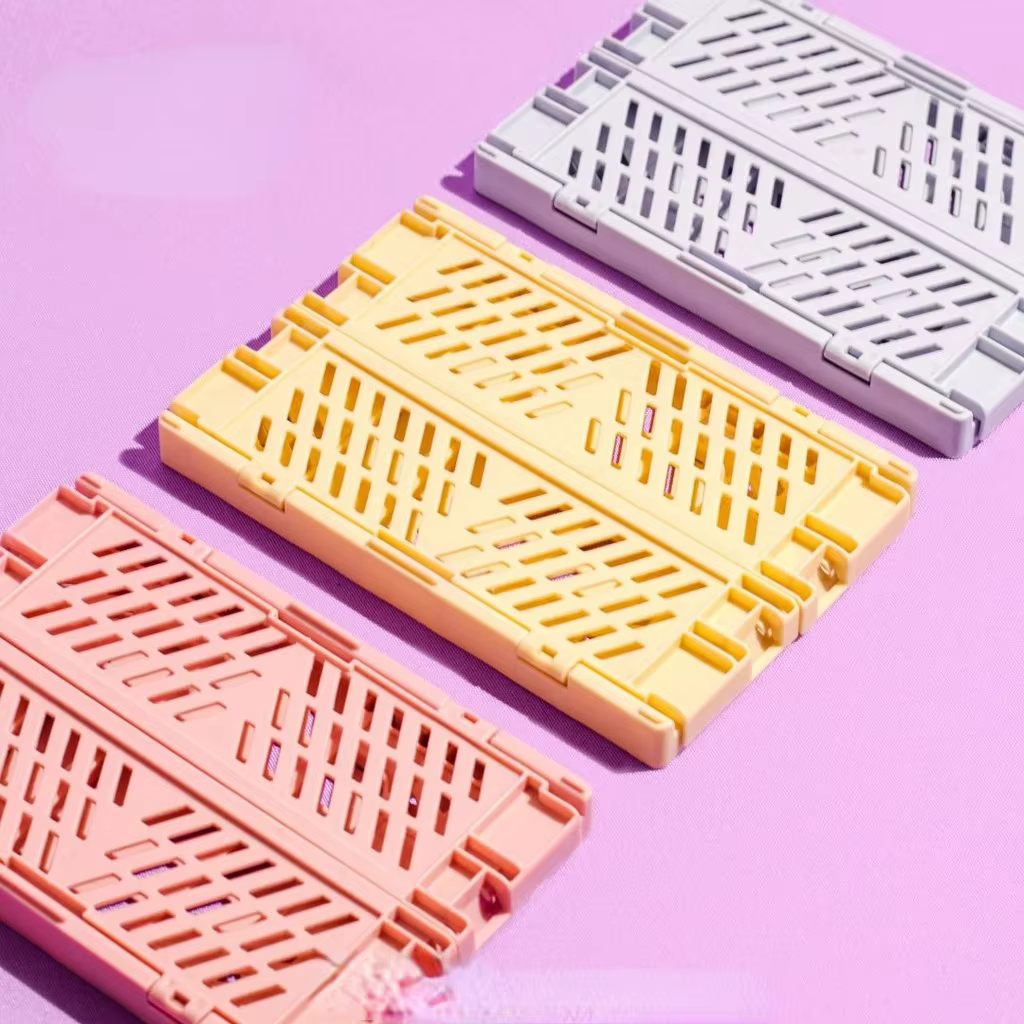 Caisse de rangement pliable en plastique, panier pliable, empilable, mignon, maquillage, bijoux, jou