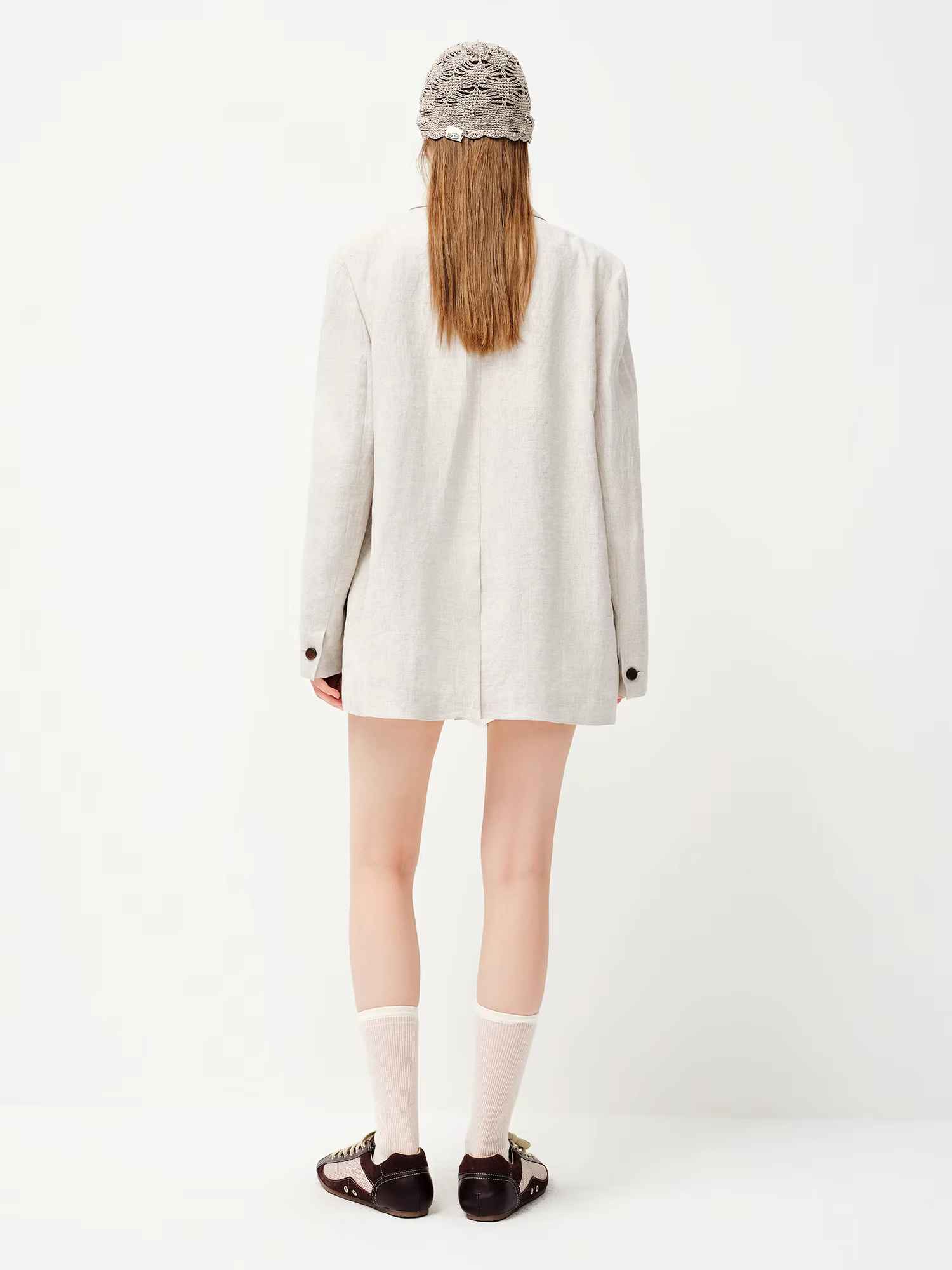 Blazer en lin 100 % pour femme FSLE Printemps 2026 - Coupe décontractée, surchemise non structurée p