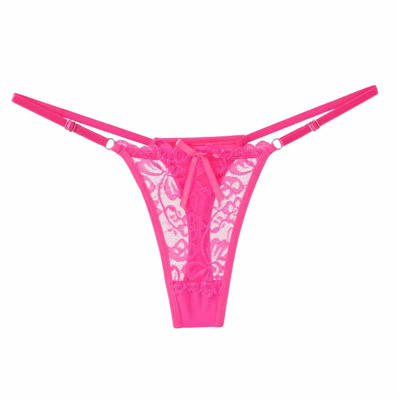 Strings sexy en dentelle ajustables pour femmes, culottes taille basse ajourées, respirantes pour l'