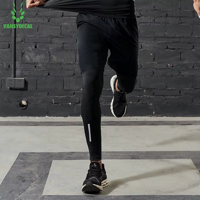 VANSYDICAL – pantalon de Compression pour hommes, collant de course avec rayures réfléchissantes, Le