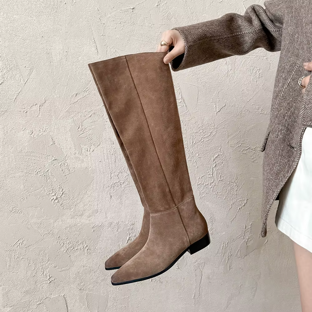 Aucegi Bottes hautes confortables à bout rond pour femme, nouvelle collection printemps-automne, tal