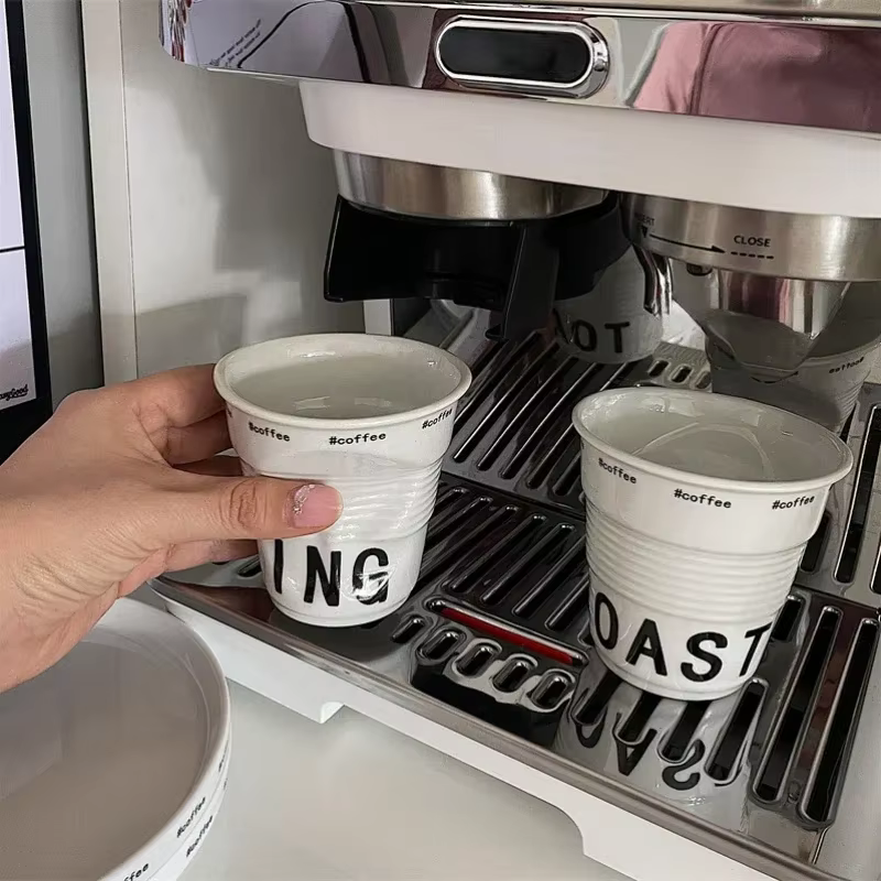 Tasses et tasses de Style coréen de 6.7oz, tasse à café en céramique blanche, tasse anti-rides nordi