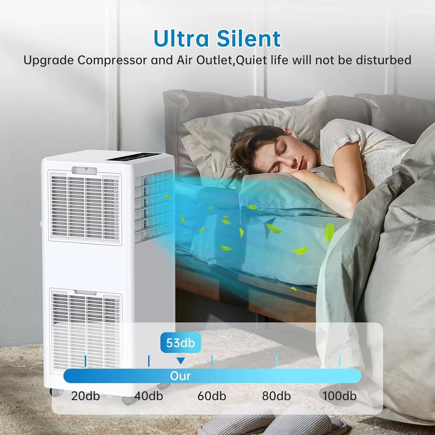 Climatiseurs portables 8000 BTU avec déshumidificateur, ventilateur, télécommande, minuterie 24 heur