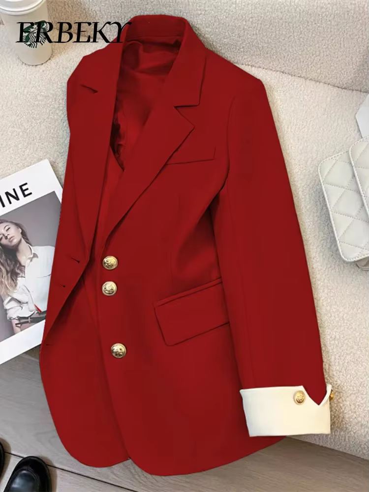 Blazer femme mode coréenne printemps automne nouvelle couleur unie costume veste loisirs tempérament