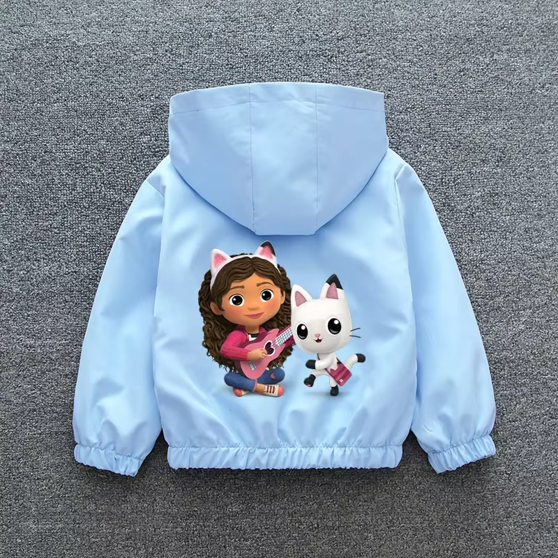 Veste à capuche Gabby's Dollhouse pour filles, collection Printemps 2026, manteau décontracté à ferm