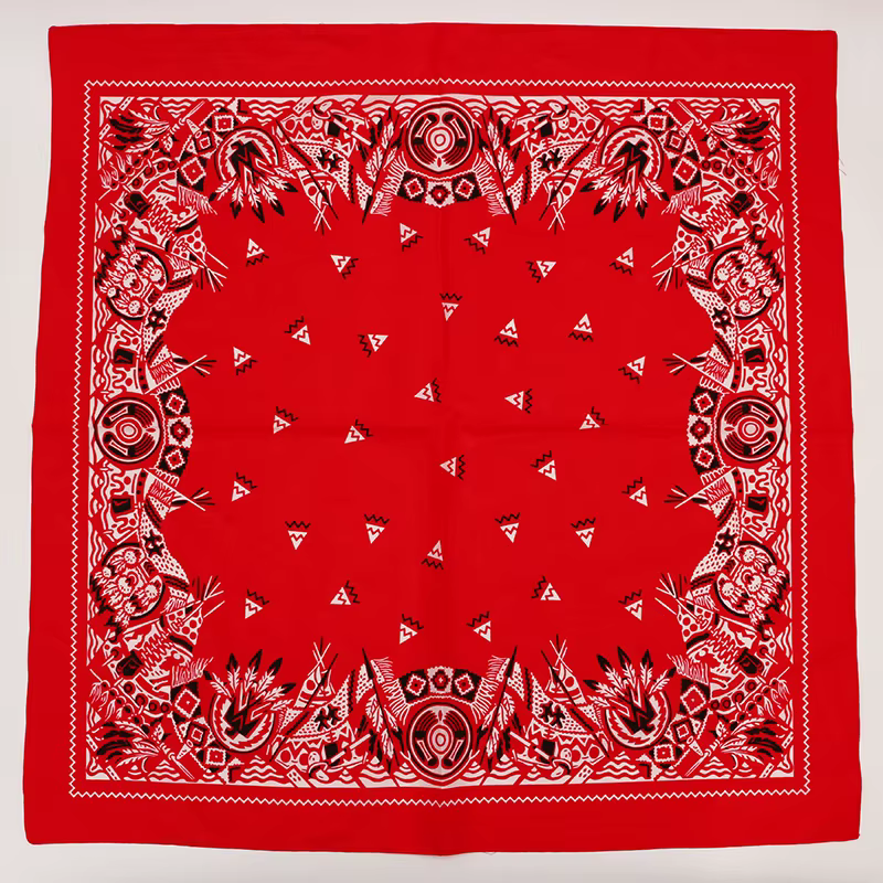 Nouveau Surdimensionné 70CM couleur rouge carré écharpe Style rétro imprimé coton Bandana chapeaux f