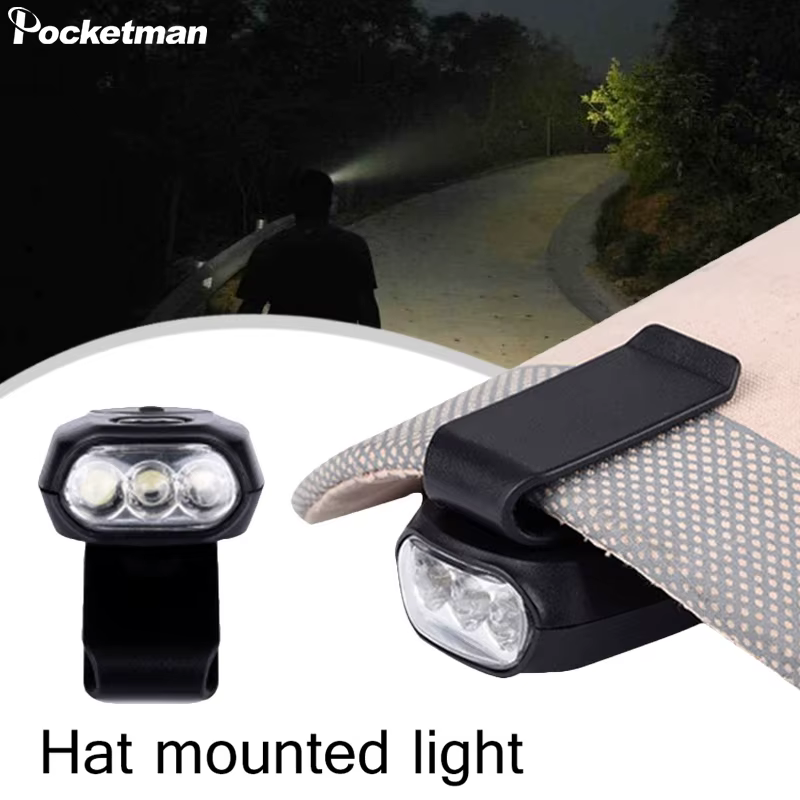 Mini 3LED lampe frontale extérieure chapeau pince phare Camping lampe frontale Mini tête avant lumiè