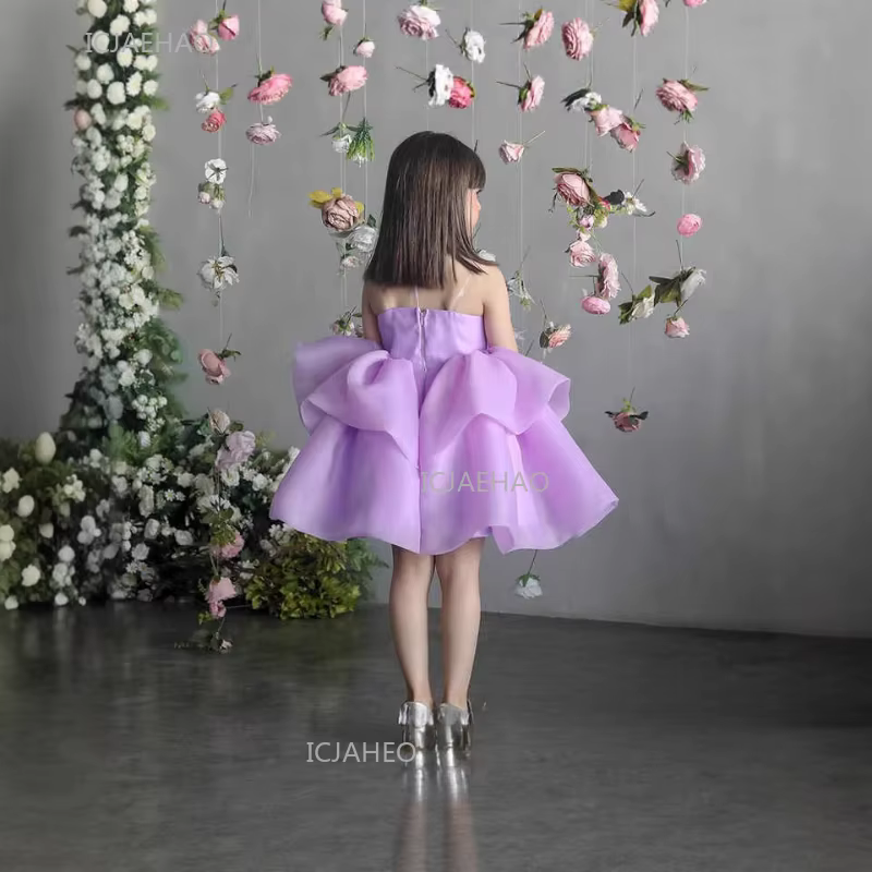 Robe de Soirée Lavande pour Enfants, Robe de Cérémonie pour Filles, Robe de Princesse pour Mariage,