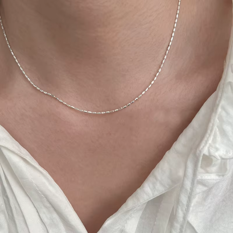 Collier en argent Sterling 925 avec perles géométriques simples, ras du cou, chaîne de clavicule bri