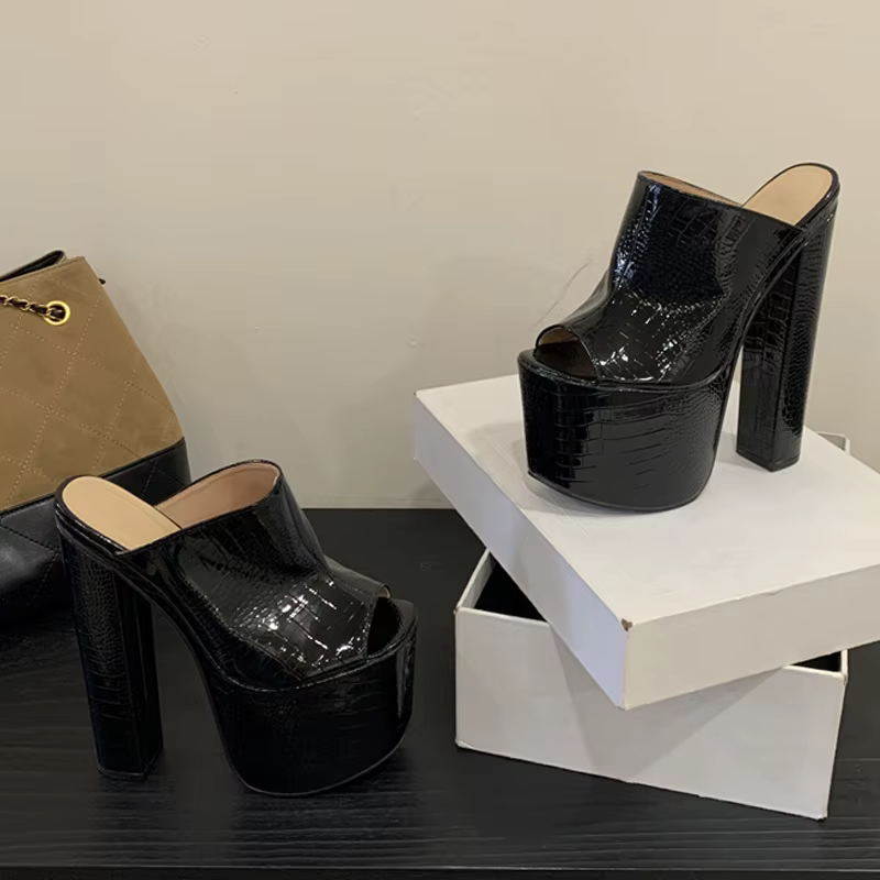 Liyke été rue mode 8.5CM plate-forme pantoufles femmes Sexy Peep orteil Super talons hauts fête boît