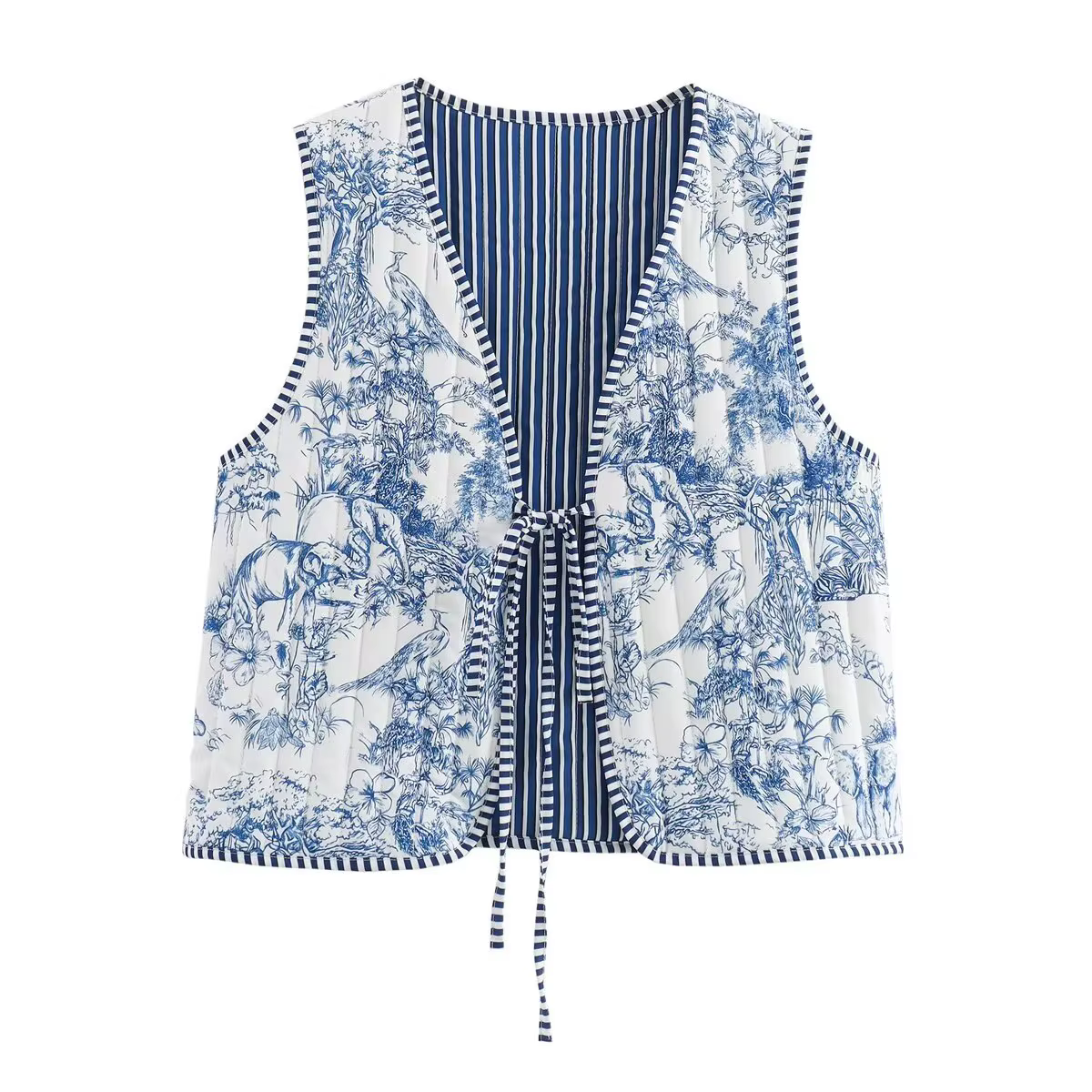 Gilet matelassé à lacets imprimé pour femme, Vintage, mode automne-hiver 2023, rétro, style national
