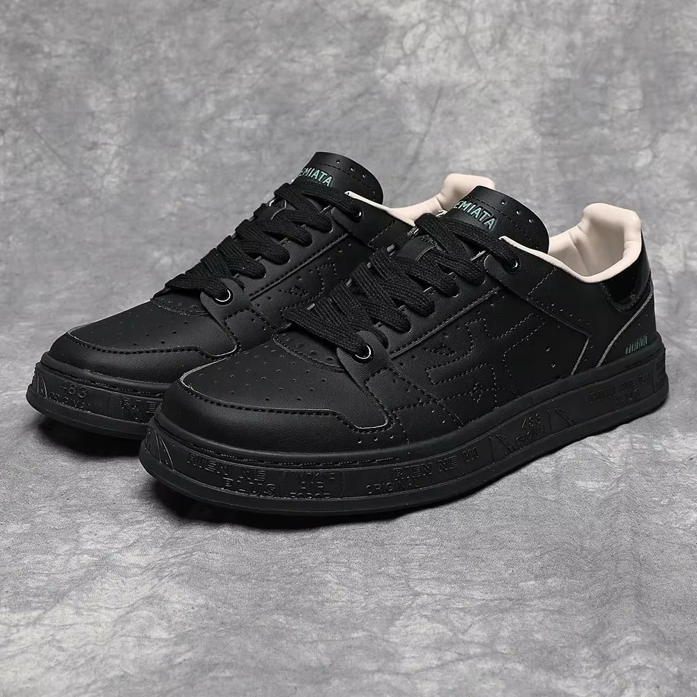 Chaussures d'été pour homme, en cuir véritable, à lacets, bout rond, respirantes, avec design patchw