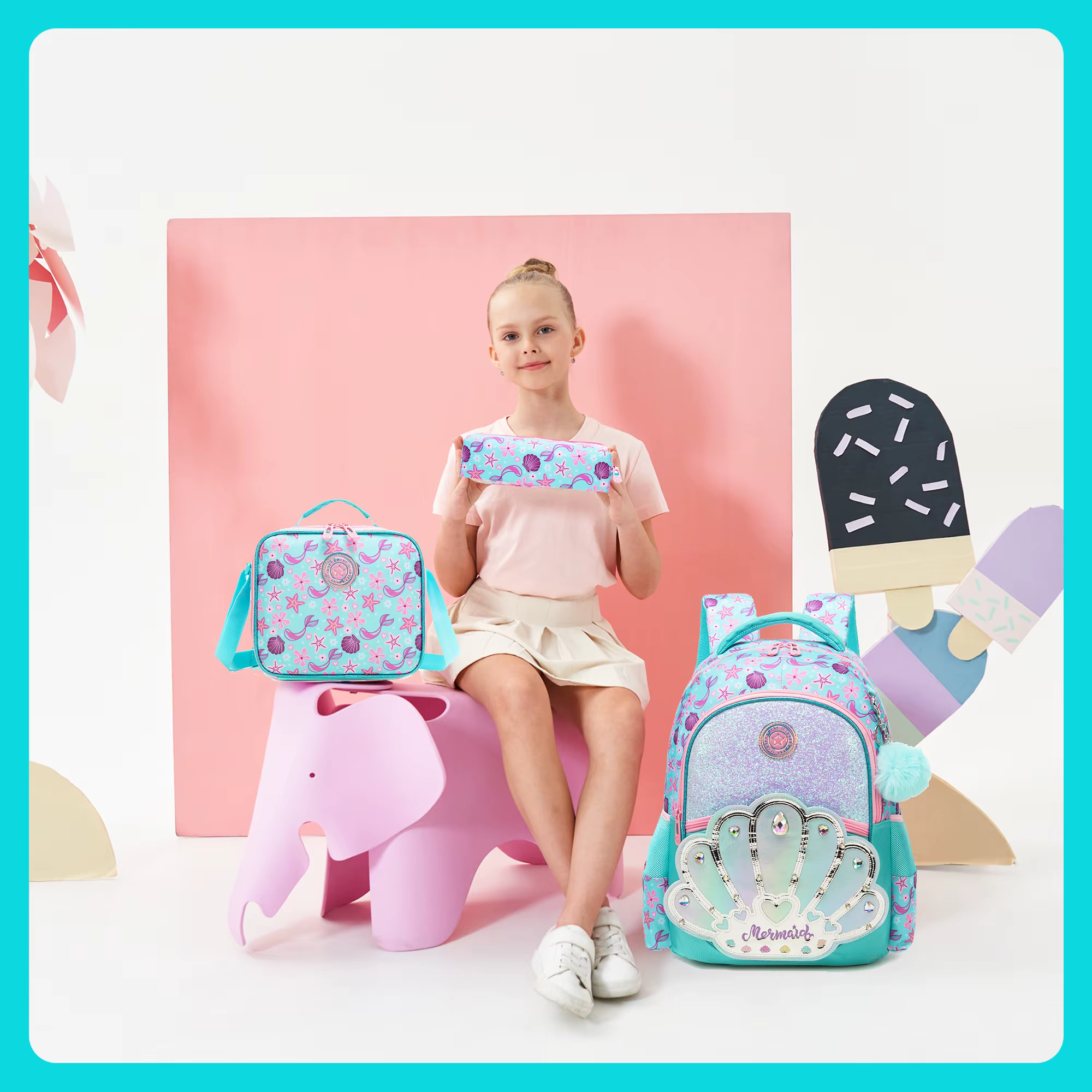Sacs à dos scolaires Meetbelify pour filles et garçons, sac à dos avec sac à déjeuner pour les élève