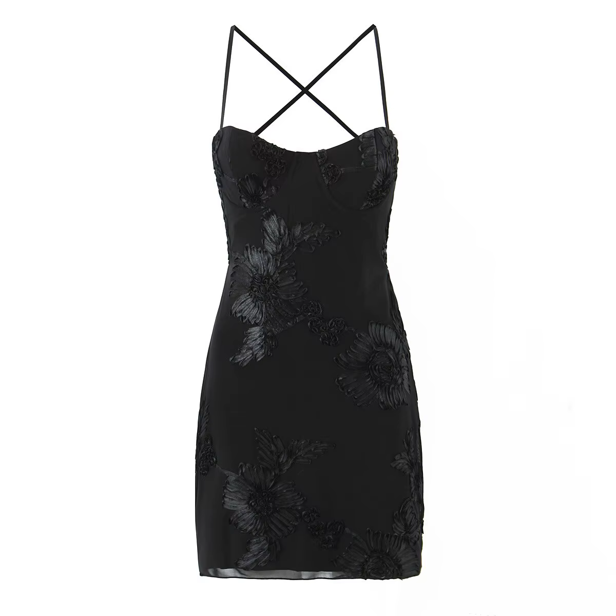 YENKYE jaune noir fleur moulante Mini Robe pour les femmes mode à lacets pansement dos nu robes Chic