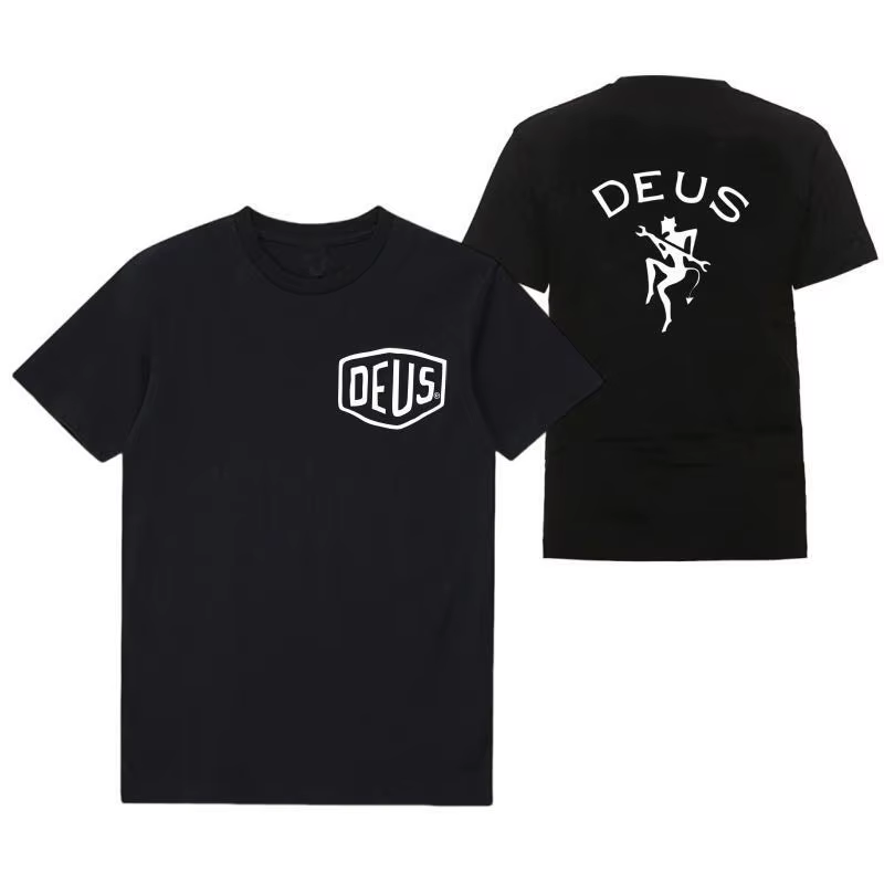 DEUS EX MACHHR-Maillot de football à manches courtes pour homme, haut noir décontracté, t-shirts res