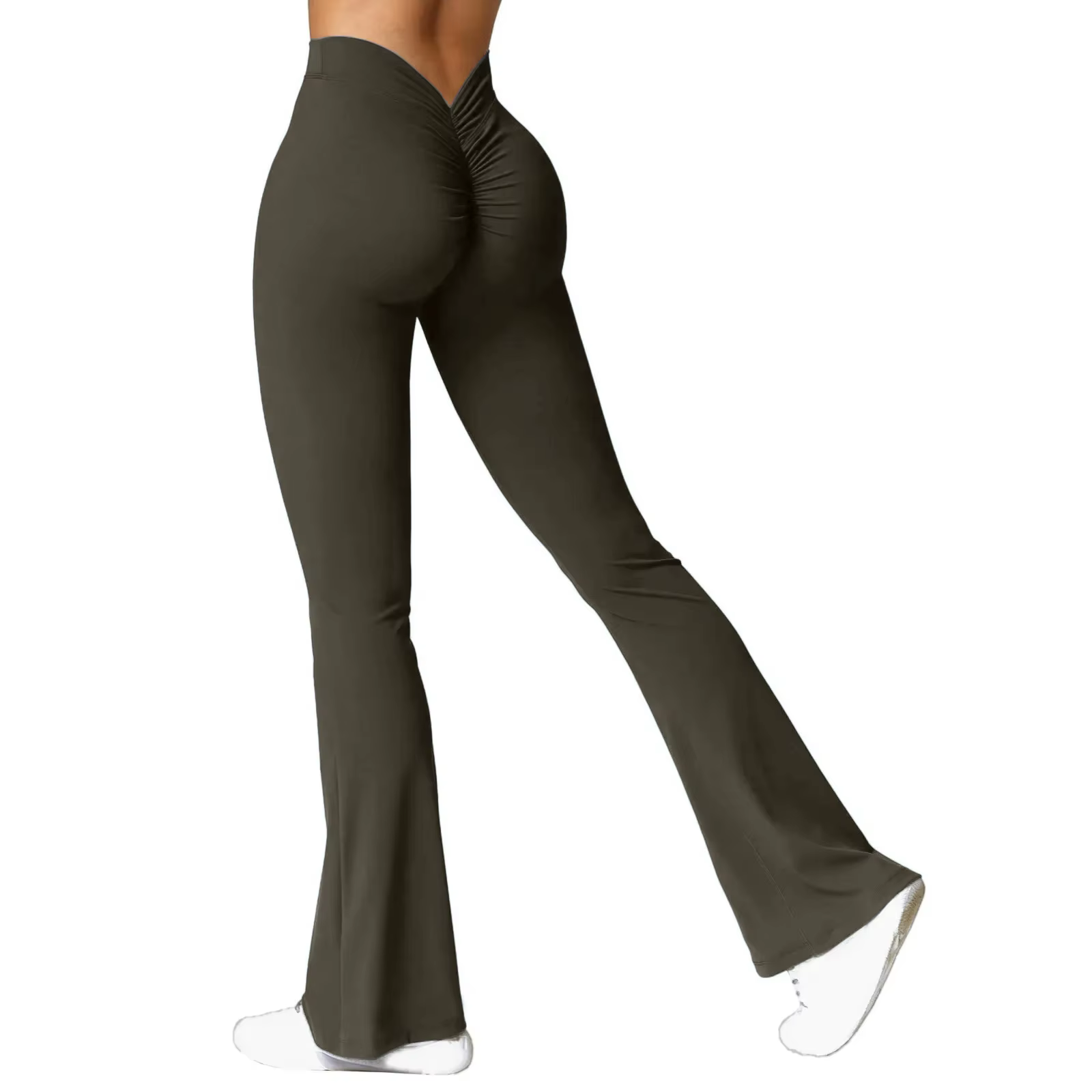 Mode pantalons évasés femmes V dos taille pantalons de sport taille haute fesses belles fesses panta