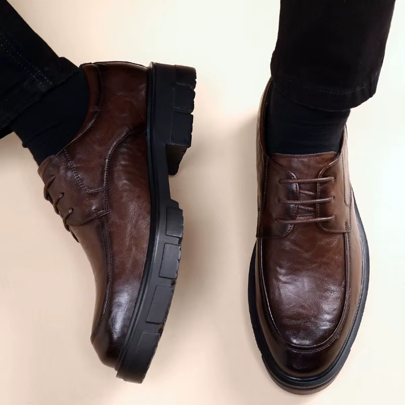 Chaussures en cuir à enfiler pour hommes, chaussures provoqué d'affaires, intérieur invisible, recom