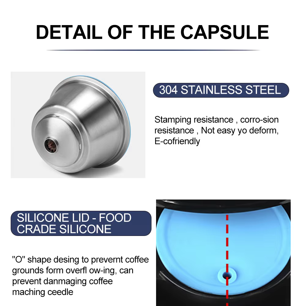 Capsule rechargeable pour Dolce Gusto, manchon en Silicone, acier inoxydable, métal, cafetière Dolci