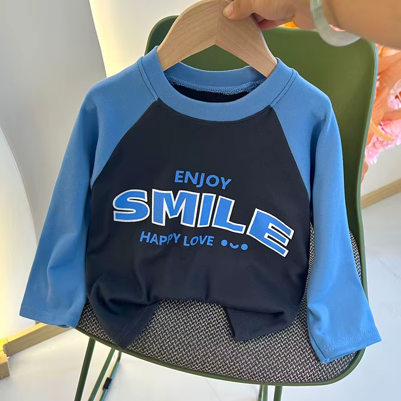 T-shirt à manches longues pour filles et garçons, chemise de Base avec lettres, vêtements pour enfan