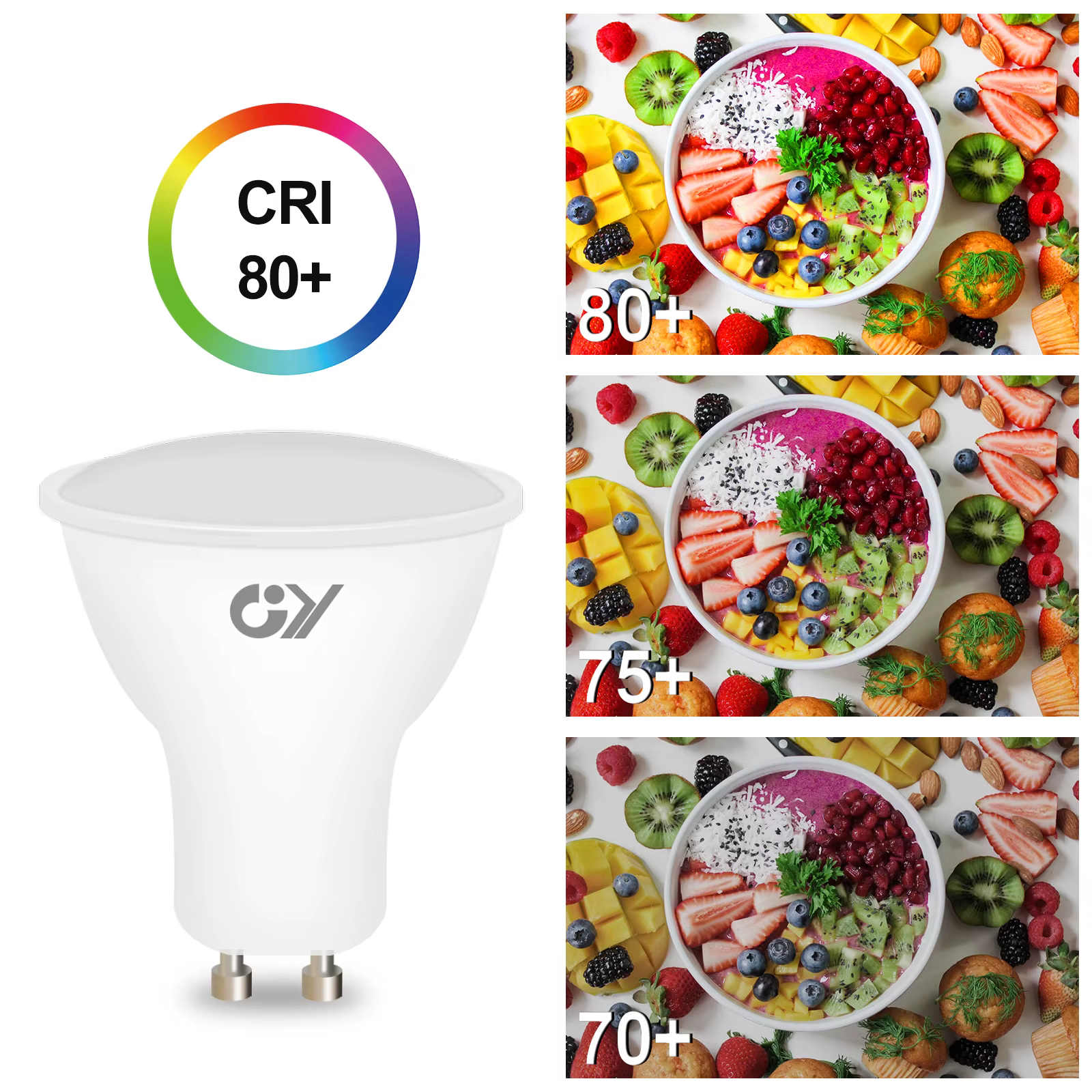 Ampoule LED GY GU10 PAR16 8 W 800 lumens, remplacement halogène 80 W, 120 °   Faisceau large non var
