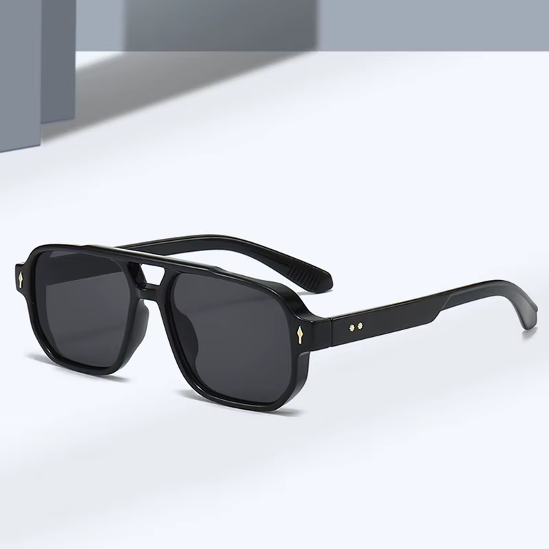 SO & EI Vintage Double ponts hommes lunettes de soleil carrées mode clair océan lentille lunettes fe