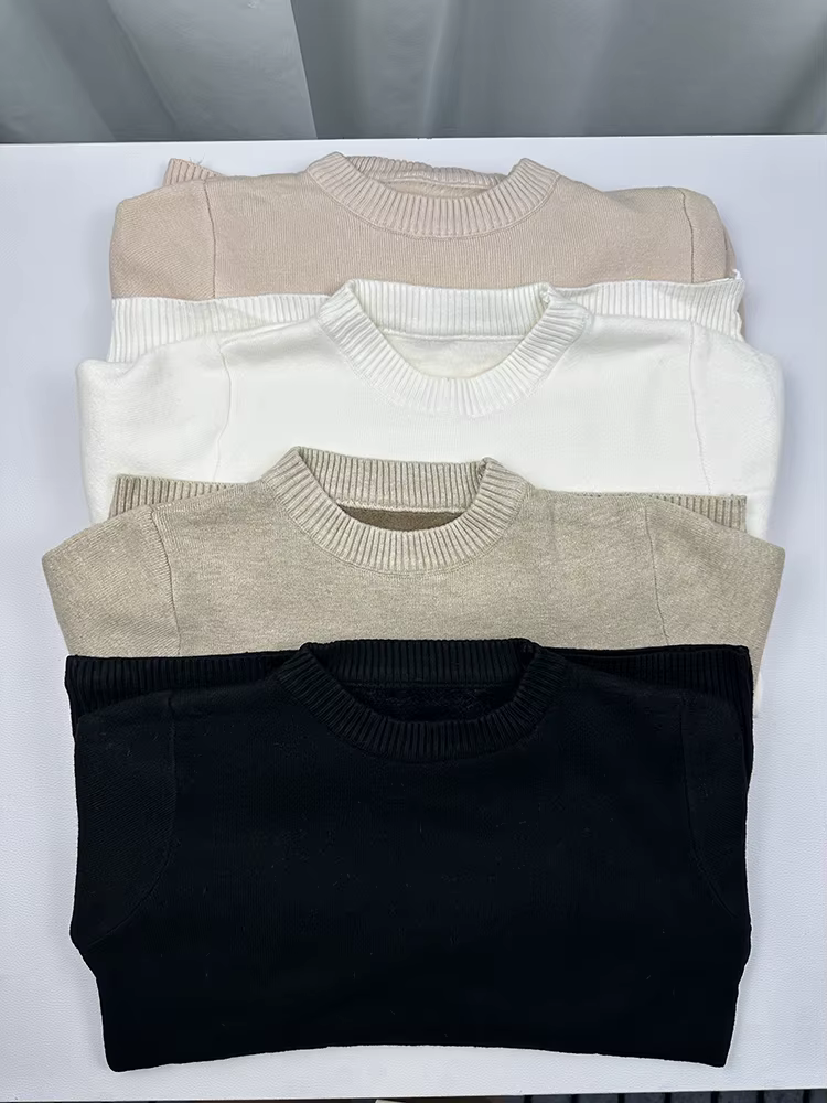 Pull épais en velours pour femme, col rond, Slim, chaud, manches longues, tricoté, décontracté, doub