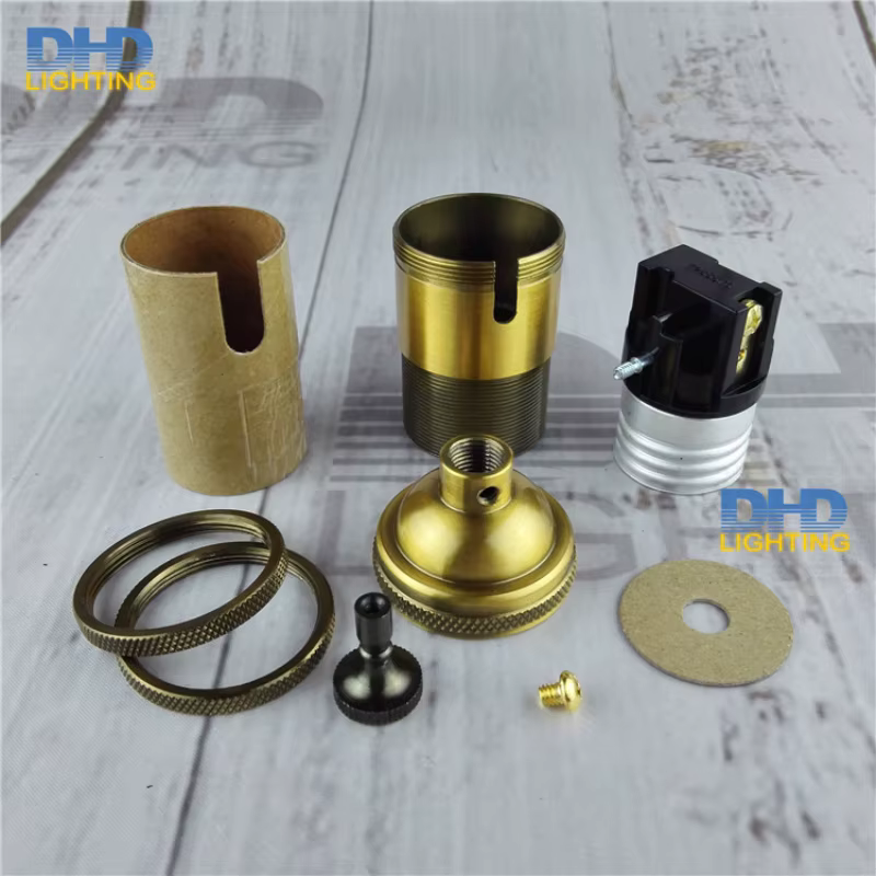 Interrupteur à bouton rétro E27 UL, accessoires d'éclairage, support de lampe à vis à dents filetées