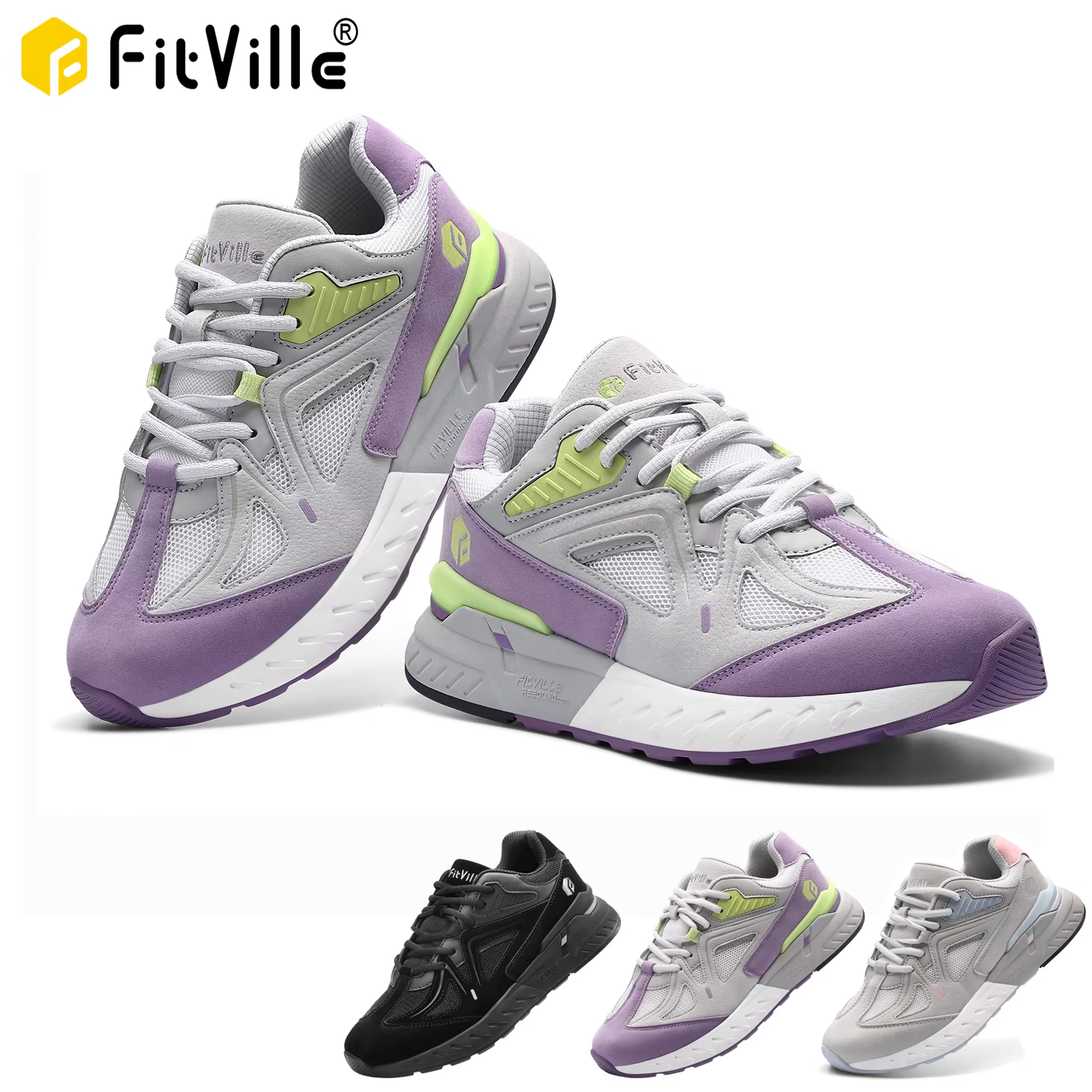 FitVille chaussures de marche Extra larges pour femmes baskets légères à large largeur pour pied pla