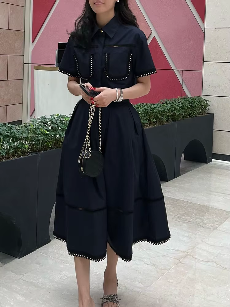 GALCAUR-Ensemble Deux Pièces Élégant pour Femme, Revers, Manches Courtes, Taille Haute, Ligne A, Jup