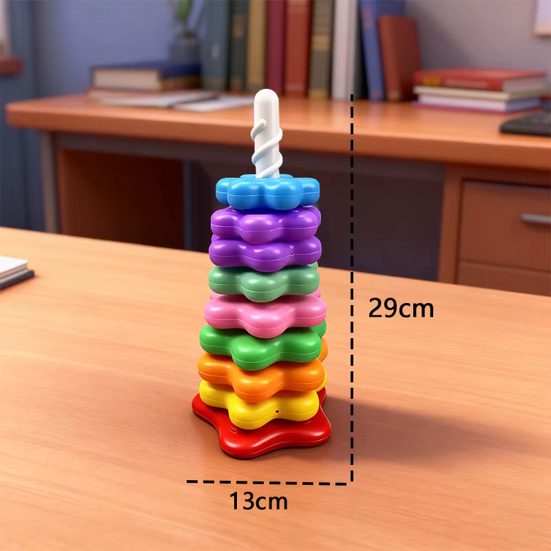 Tour arc-en-ciel rotative pour bébé, Puzzle à empiler Montessori, jouets éducatifs de sécurité pour 