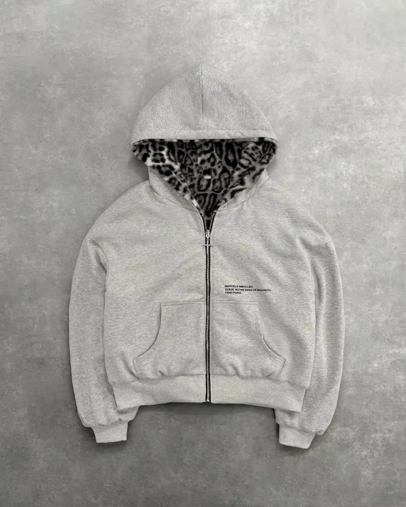 Vêtements léopard double face en automne et en hiver, original Kuaku rétro élégant, sweat à capuche