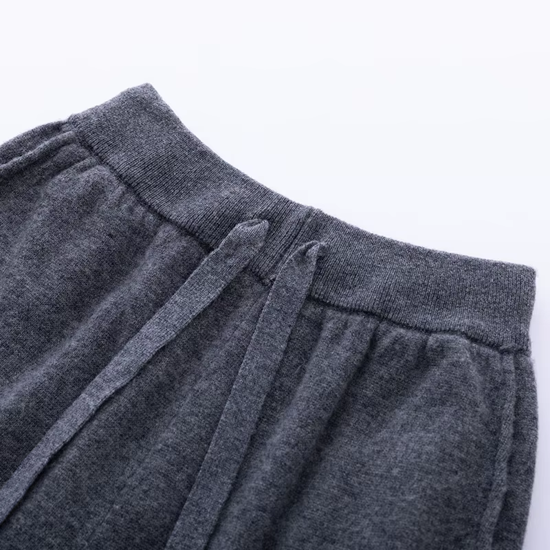 Pantalon plat en laine Pure pour femme, ample, taille haute, tricoté, en cachemire, groupé, nouvelle